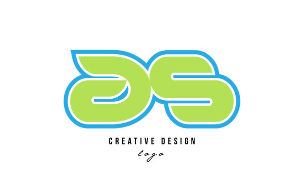 蓝色绿色字母作为s标志图标设计图片下载