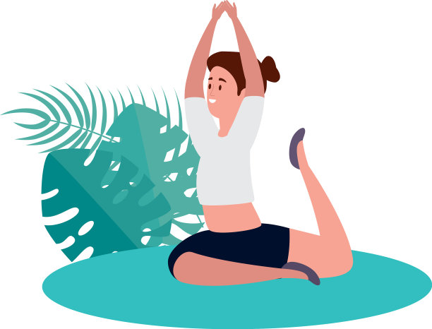 在营地练习普拉提的美女图片下载