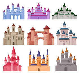 扁平的大型童话城堡图片下载