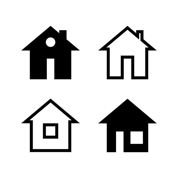 简单的黑色和白宫图标图片下载