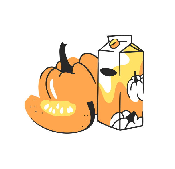 手绘夏季南瓜套装和果汁包图片下载