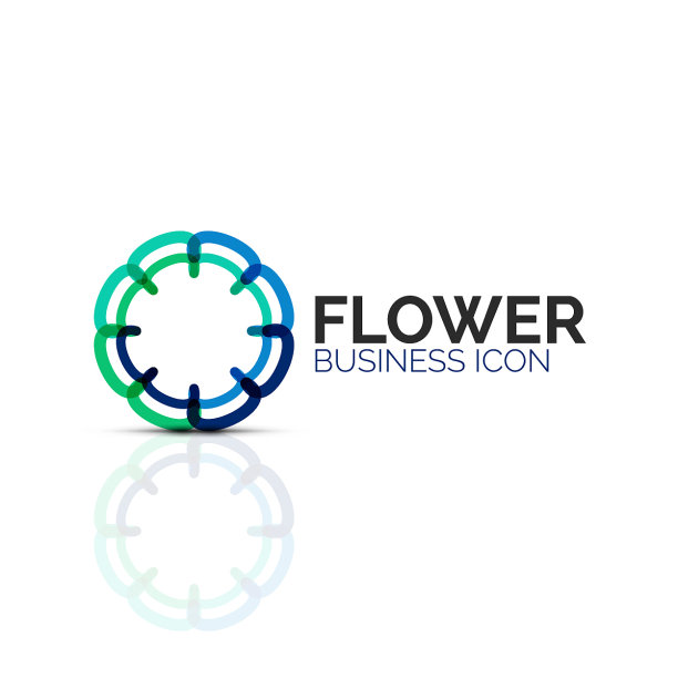 抽象的花朵或星星极简的线性图标图片下载