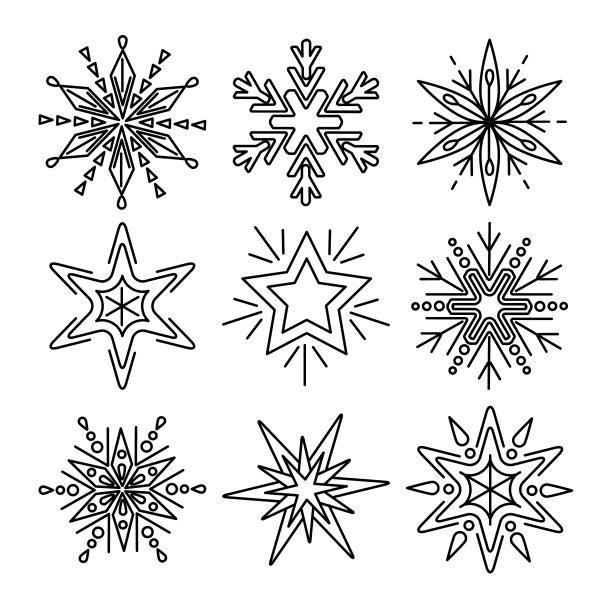 细线风格雪花合集图片下载