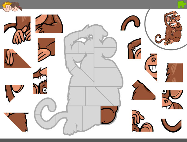 拼图游戏与猴子的动物图片下载