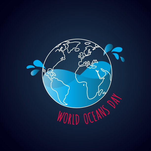 世界海洋日卡片概述了地球和水图片下载