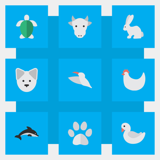 一组简单的动物图标图片下载