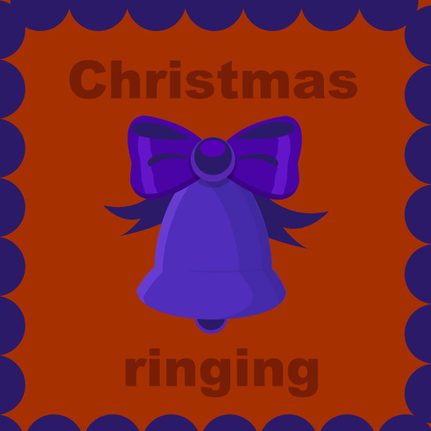 红色背景上的蓝色圣诞钟声图片下载