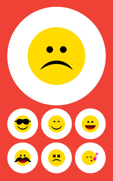 平图标手势组对眼脸微笑图片下载