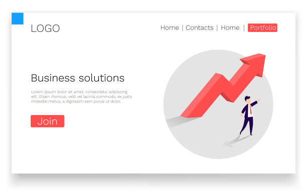 业务解决方案向上箭头和商人图片下载