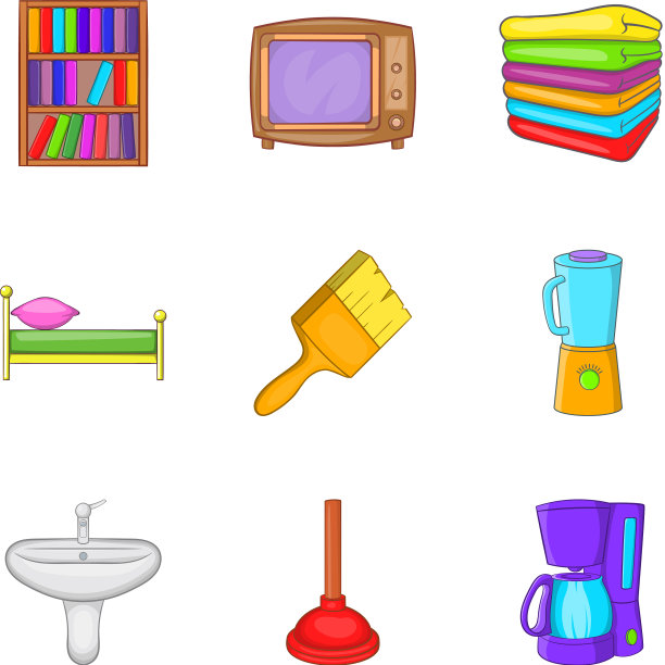 内部物品图标设置卡通风格图片下载