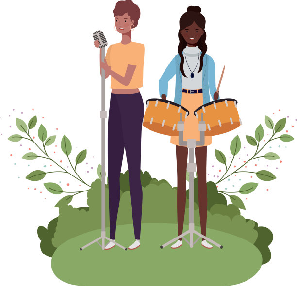 有乐器和背景的女性图片下载