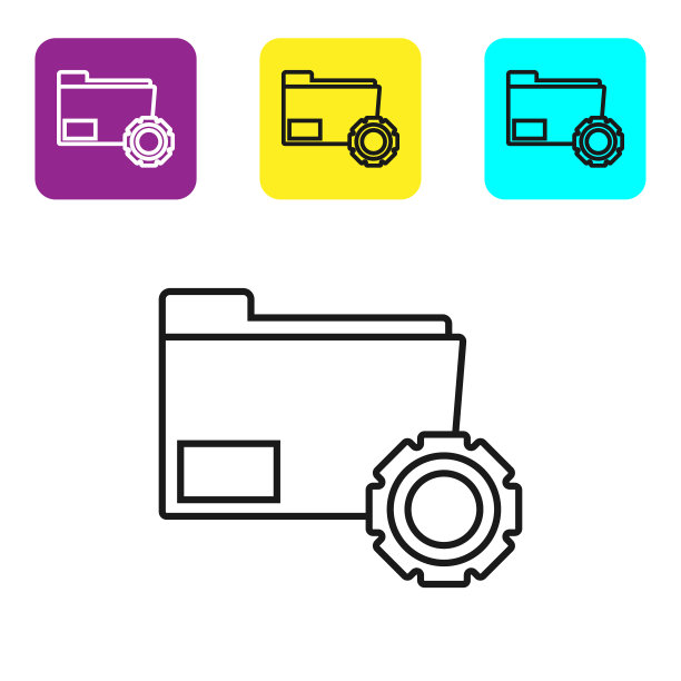 黑线文件夹设置与齿轮图标图片下载
