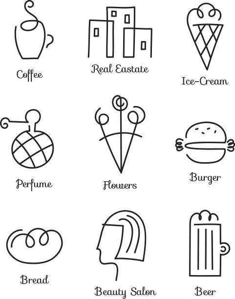 一组线性图标标志为小图片下载