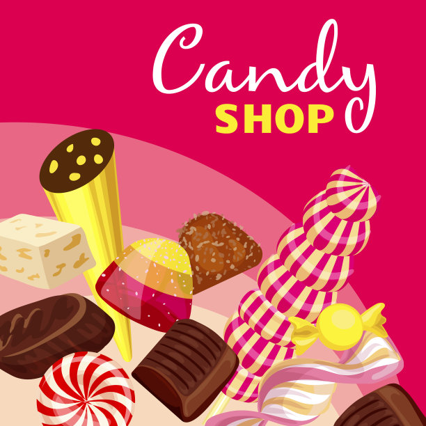 巧克力糖果店概念背景卡通风格图片下载
