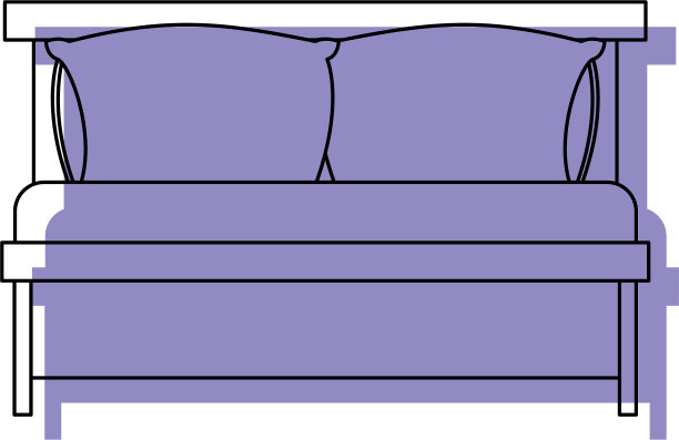 床与枕头紫色水彩木制图片下载