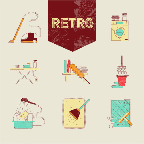 清洁服务图标集图片下载