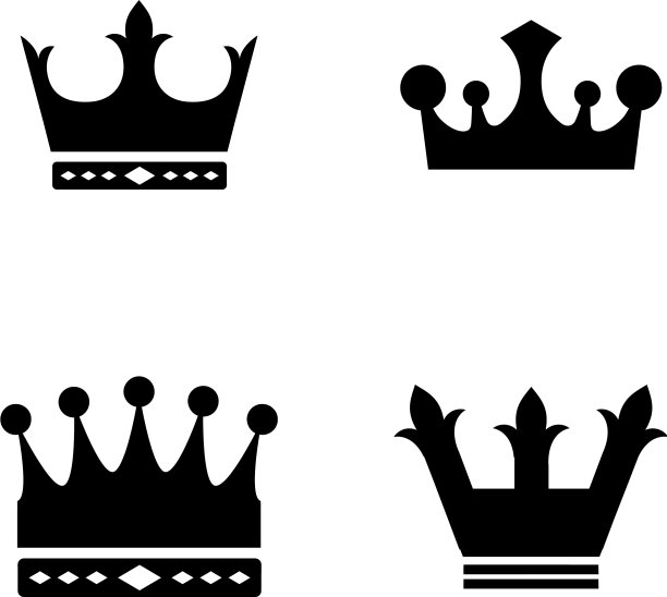 皇冠标志套装剪影图片下载