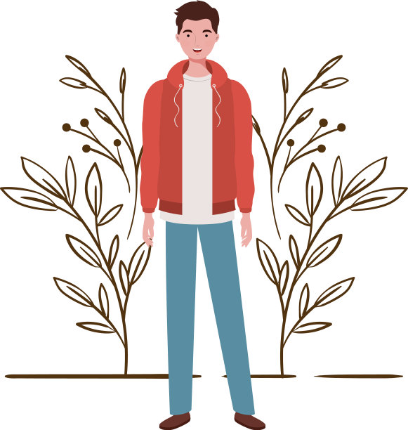 年轻人站在山水背景下图片下载