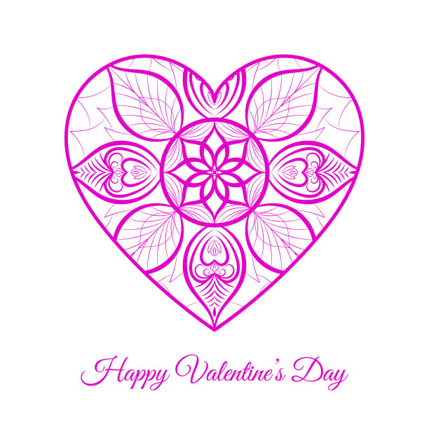 粉红色的花纹花心快乐图片下载