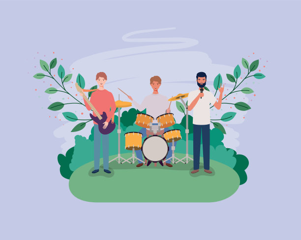 有人在营地里演奏乐器图片下载