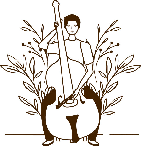 用小提琴和树枝剪影的人图片下载