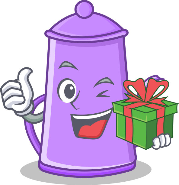 配礼品紫茶壶人物卡通图片下载