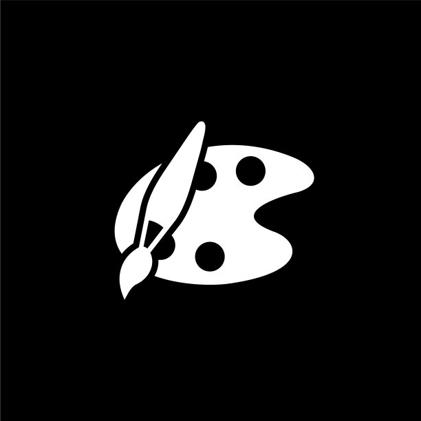 在黑色背景上绘制调色板图标图片下载