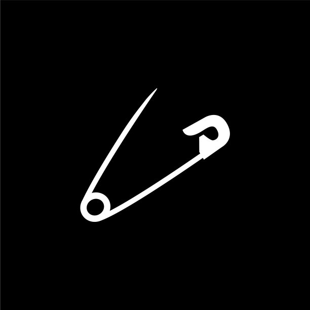 安全别针图标黑色背景黑色平图片下载