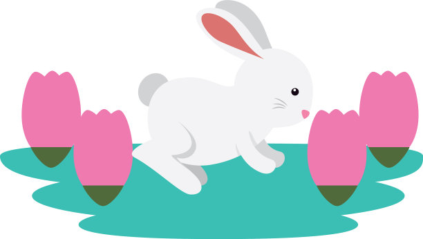 可爱的小兔子在玫瑰花园的场景图片下载