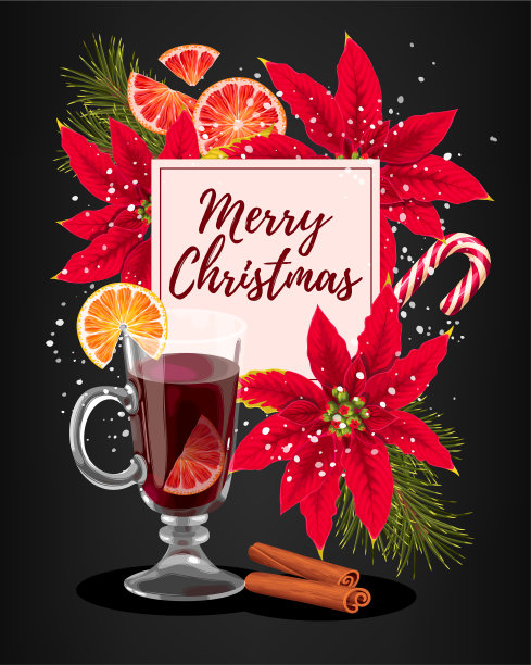 冬天的卡片和热红酒图片下载