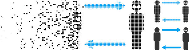 分散的点半色调人交换外星人的图标图片下载