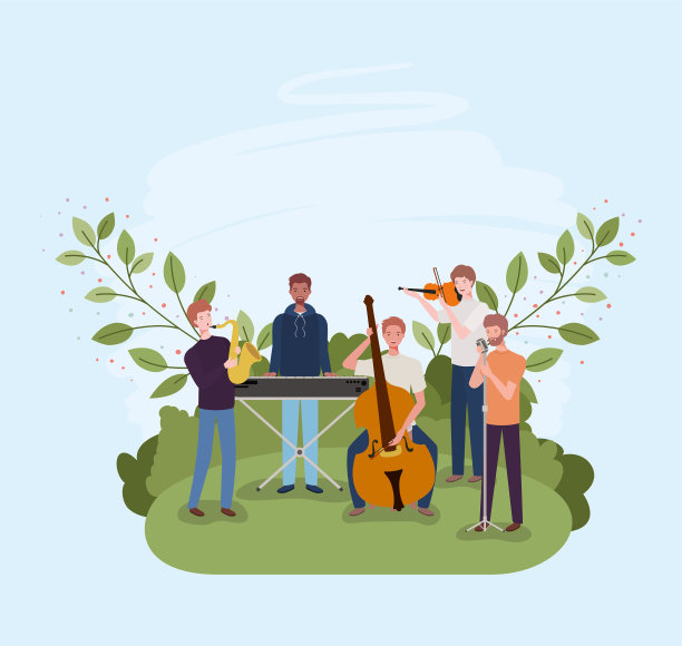 有人在营地里演奏乐器图片下载