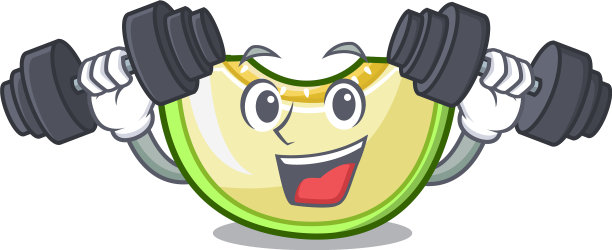 健身切片的甜瓜孤立上卡通图片下载