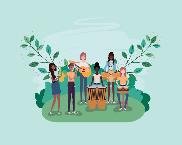 有人在营地里演奏乐器图片下载