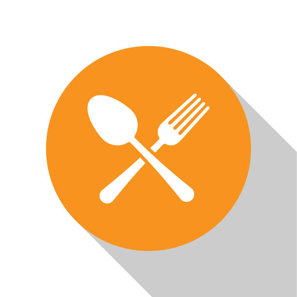 白色交叉叉和勺子图标孤立图片下载