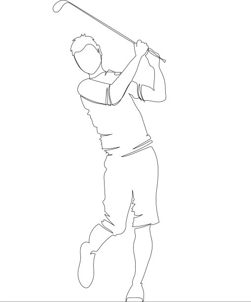剪影高尔夫球手挥杆高尔夫的木头图片下载