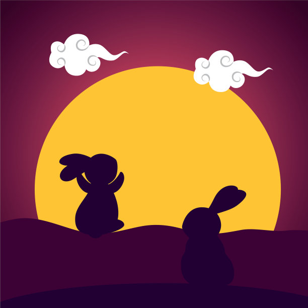 剪影兔子夫妇在日落营地图片下载