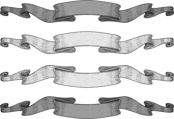 彩带横幅，黑白套卷图片下载