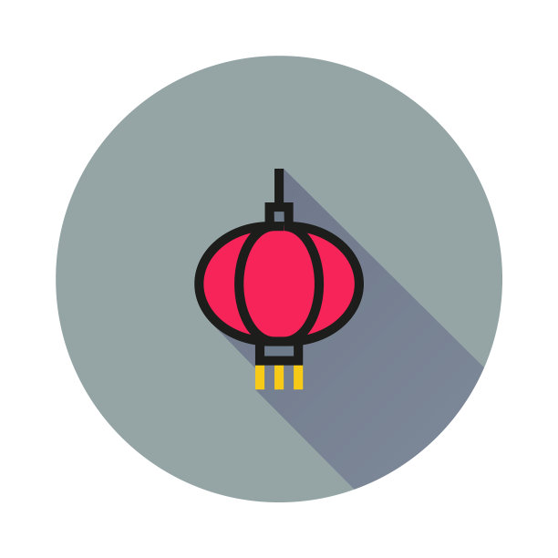 中国的纸灯笼图标上的圆形背景图片下载