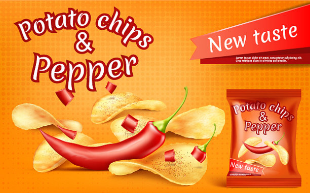 横幅，土豆片和辣椒图片下载