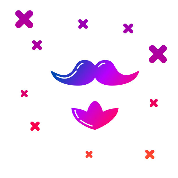 颜色胡子和胡子图标孤立在白色图片下载