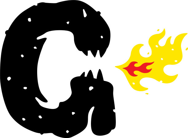 标志是哥斯拉龙的平面标志形象图片下载