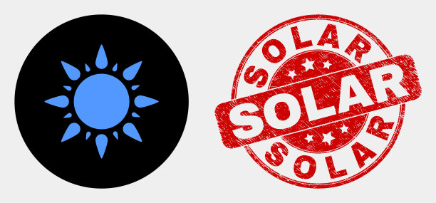 太阳图标和刮solar印章印章图片下载