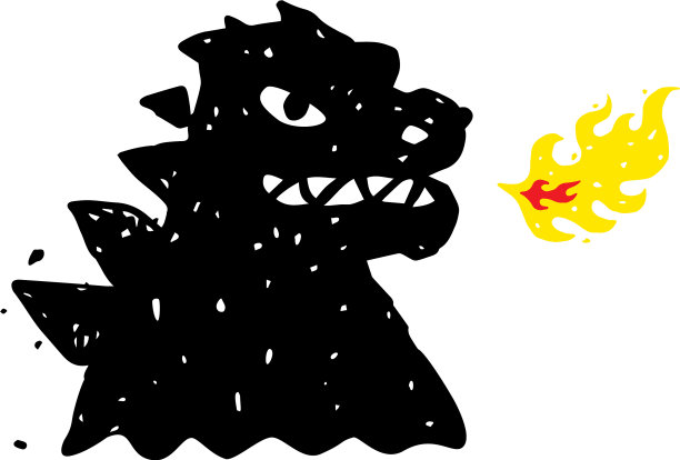 标志是哥斯拉龙的平面标志形象图片下载