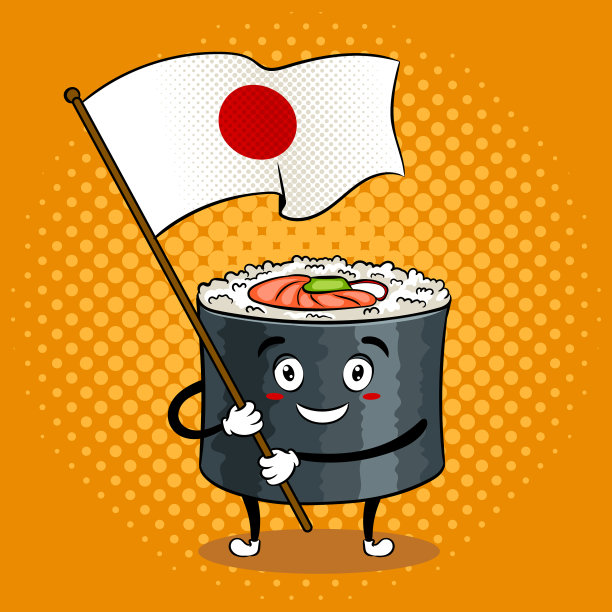 寿司卷与日本剑流行艺术图片下载