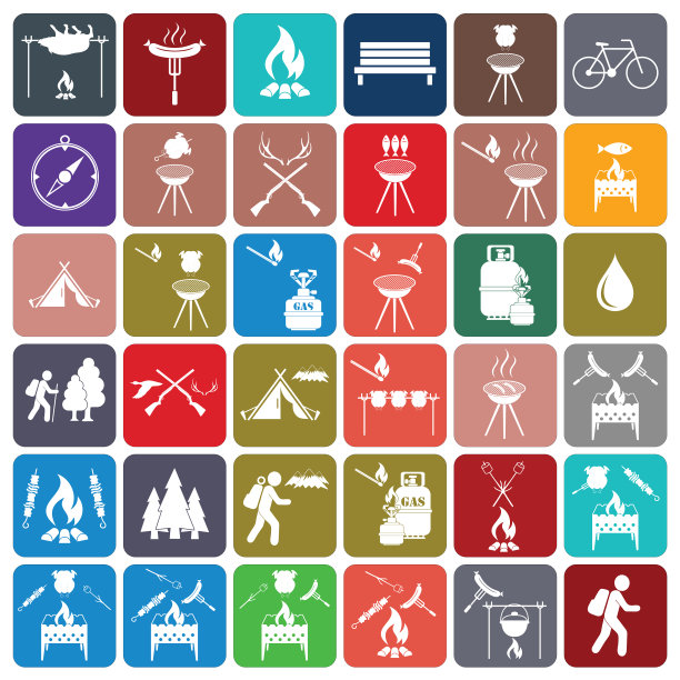 一套露营设备图标图片下载