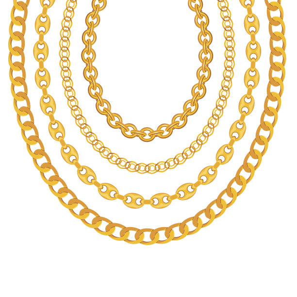 白色背景上的金项链图片下载