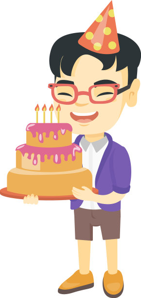 亚洲孩子拿着生日蛋糕与蜡烛图片下载