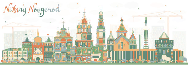 下诺夫哥罗德俄罗斯城市天际线与颜色图片下载