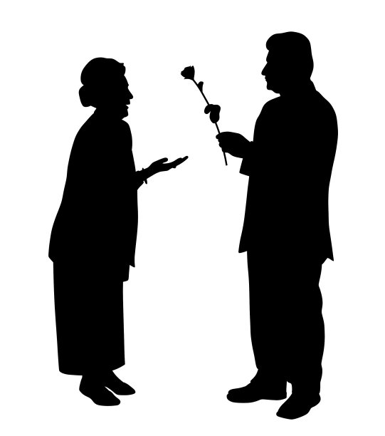 一位老人送给一位老妇人一朵玫瑰图片下载